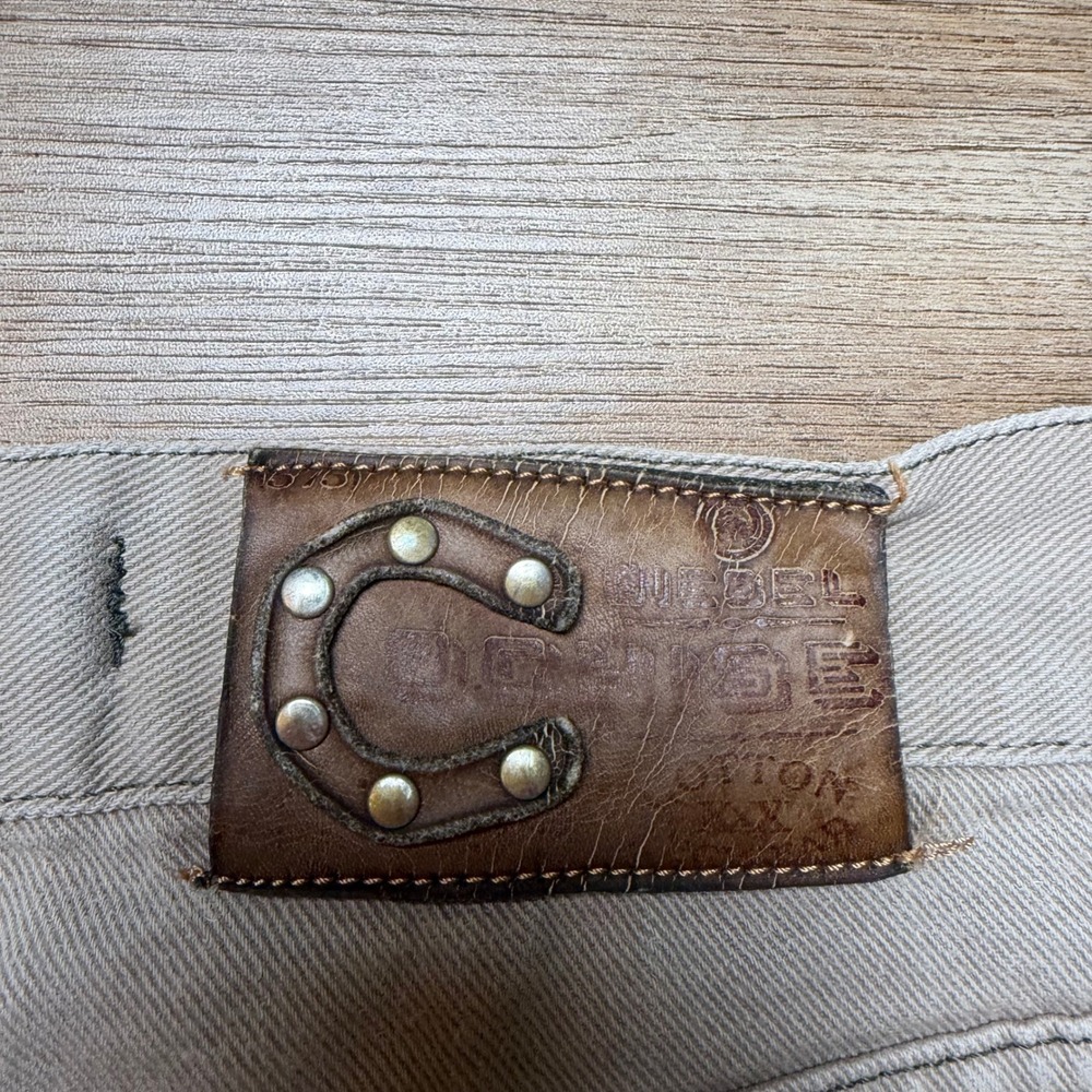 Diesel Cochise Jeans Men 38x28 Tan Khaki Straight Leg Button Fly Cotton Pants - Picture 5 of 14